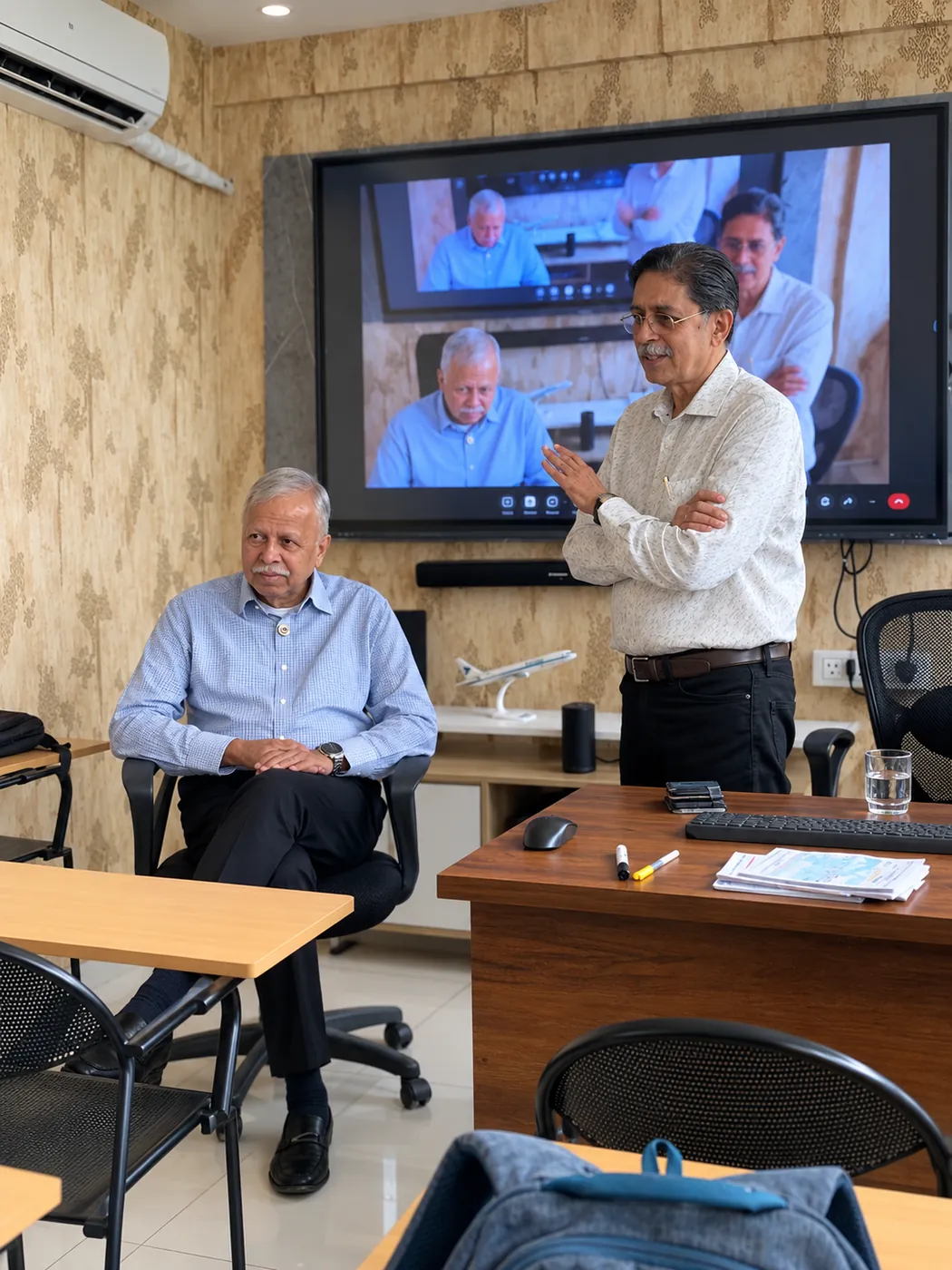 Senior faculty addressing a session at Vajra Aviation